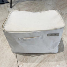 Load image into Gallery viewer, Sikobin Non-metal storage boxes Foldable Storage Box 1 Pack, Washable Linen Storage Basket with Lid and Leather Handles for Home Bedroom Closet Office