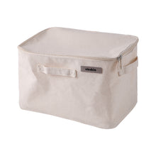 Load image into Gallery viewer, Sikobin Non-metal storage boxes Foldable Storage Box 1 Pack, Washable Linen Storage Basket with Lid and Leather Handles for Home Bedroom Closet Office