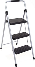 Load image into Gallery viewer, Topfun Folding 3 Step Ladder Lightweight Steel Step Stool Sturdy Anti-Slip Wide Platform with PVC Handgrip Easy-to-Carry Ladder Fully Assembled Multi-Use Ladder for Home and Office (3 Step)