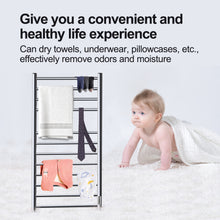 Load image into Gallery viewer, Sikobin Electrically heated towel rails Stainless Steel Towel Warmer with Timer, Wall Mounted Heated Drying Rack, Built-in Timer, with LED Indicators, Pluggable or Hardwired to Save Space in Home Bathrooms