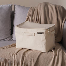 Load image into Gallery viewer, Sikobin Non-metal storage boxes Foldable Storage Box 1 Pack, Washable Linen Storage Basket with Lid and Leather Handles for Home Bedroom Closet Office