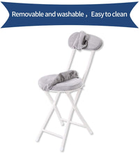 Load image into Gallery viewer, Topfun Folding Chair, 17 inch Lightweight Metal and Resilience Sponge Pad Round Stools, 300lb Capacity, Foldable Fabric Chair for Dorm, Rec Room, with Washable Cloth Cover (Grey, with Backrest)