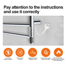 Load image into Gallery viewer, Sikobin Electrically heated towel rails Stainless Steel Towel Warmer with Timer, Wall Mounted Heated Drying Rack, Built-in Timer, with LED Indicators, Pluggable or Hardwired to Save Space in Home Bathrooms