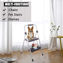 Load image into Gallery viewer, Topfun Folding 2 Step Ladder Lightweight Steel Step Stool Sturdy Anti-Slip Wide Platform with PVC Handgrip Easy-to-Carry Ladder Fully Assembled Multi-Use Ladder for Home and Office (2 Step)