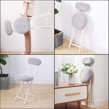 Load image into Gallery viewer, Topfun Folding Chair, 17 inch Lightweight Metal and Resilience Sponge Pad Round Stools, 300lb Capacity, Foldable Fabric Chair for Dorm, Rec Room, with Washable Cloth Cover (Grey, with Backrest)