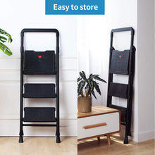 Load image into Gallery viewer, Topfun Folding 2 Step Ladder, Safety Lock Design, Sturdy Steel Ladder with Convenient Handgrip and Anti-Slip Wide Pedal, 300lbs Capacity, Portable Foldable Step Stool (3-Step)