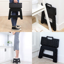 Load image into Gallery viewer, Topfun Folding Step Stool, 11 inch Non-Slip Footstool for Adults or Kids, Sturdy Safe Enough, Holds up to 300 Lb, Foldable Step Stools Storage/Open Easy, for Kitchen,Toilet,Office,RV (Black, 11inch)