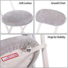 Load image into Gallery viewer, Topfun Folding Chair, 17 inch Lightweight Metal and Resilience Sponge Pad Round Stools, 300lb Capacity, Foldable Fabric Chair for Dorm, Rec Room, with Washable Cloth Cover (Grey, with Backrest)