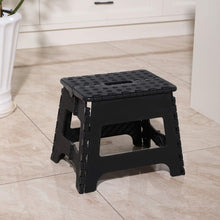 Load image into Gallery viewer, Topfun Folding Step Stool, 11 inch Non-Slip Footstool for Adults or Kids, Sturdy Safe Enough, Holds up to 300 Lb, Foldable Step Stools Storage/Open Easy, for Kitchen,Toilet,Office,RV (Black, 11inch)