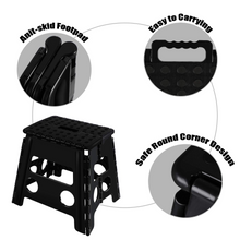 Load image into Gallery viewer, Topfun Folding Step Stool, 13 inch Non-Slip Footstool for Adults or Kids, Sturdy Safe Enough, Holds up to 300 Lb, Foldable Step Stools Storage/Open Easy, for Kitchen,Toilet,Office,RV (Black, 13inch)