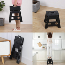 Load image into Gallery viewer, Topfun Folding Step Stool, 13 inch Non-Slip Footstool for Adults or Kids, Sturdy Safe Enough, Holds up to 300 Lb, Foldable Step Stools Storage/Open Easy, for Kitchen,Toilet,Office,RV (Black, 13inch)