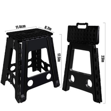 Load image into Gallery viewer, Topfun Folding Step Stool, 18 inch Non-Slip Footstool for Adults or Kids, Sturdy Safe Enough, Holds up to 300 Lb, Foldable Step Stools Storage/Open Easy, for Kitchen,Toilet,Office,RV (Black, 18inch)