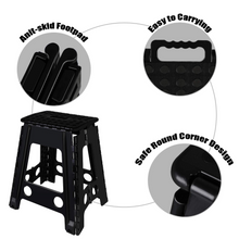 Load image into Gallery viewer, Topfun Folding Step Stool, 18 inch Non-Slip Footstool for Adults or Kids, Sturdy Safe Enough, Holds up to 300 Lb, Foldable Step Stools Storage/Open Easy, for Kitchen,Toilet,Office,RV (Black, 18inch)
