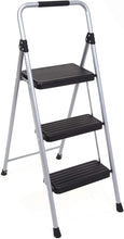 Load image into Gallery viewer, Topfun Folding 3 Step Ladder Lightweight Steel Step Stool Sturdy Anti-Slip Wide Platform with PVC Handgrip Easy-to-Carry Ladder Fully Assembled Multi-Use Ladder for Home and Office (3 Step)
