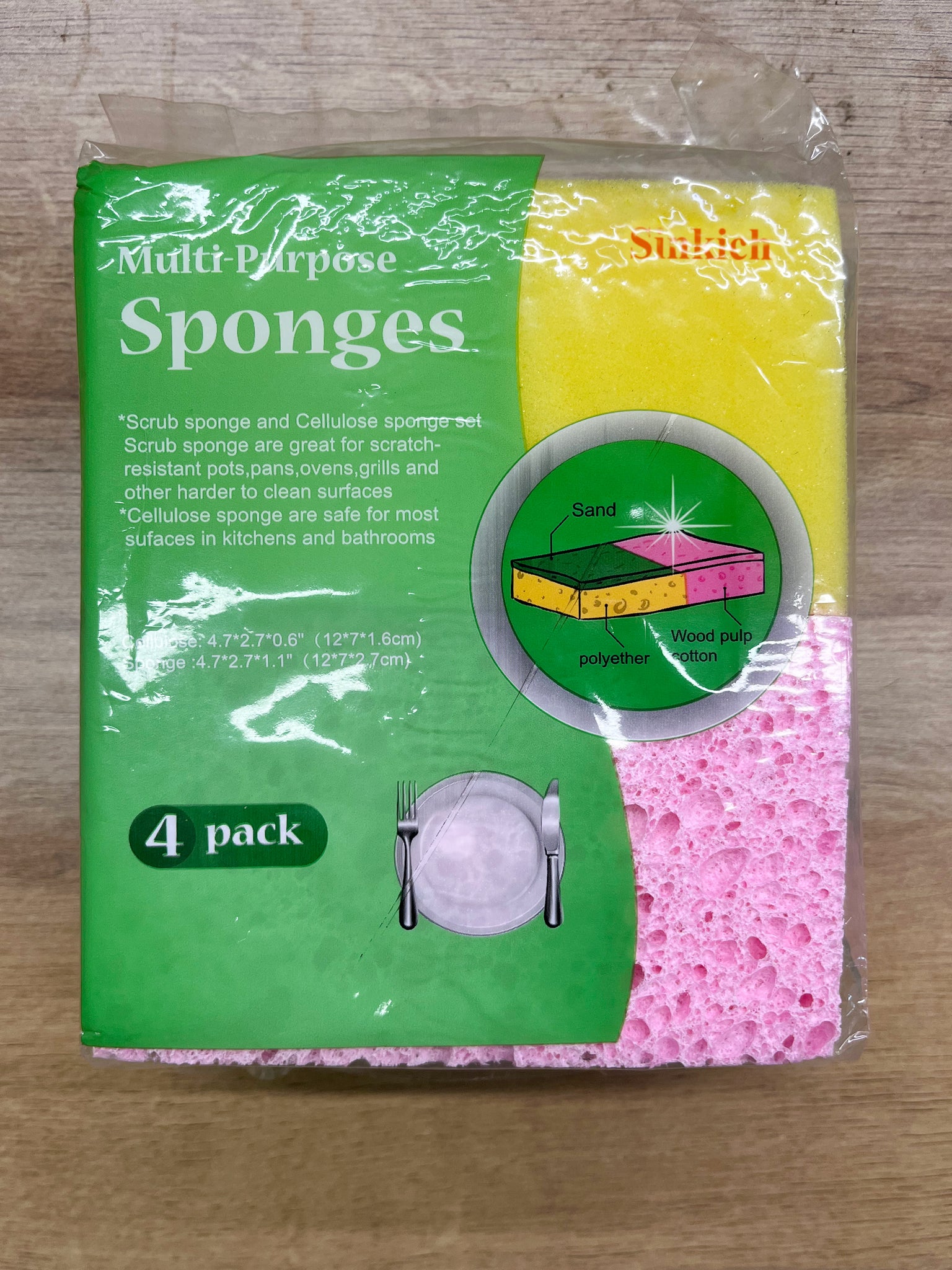 12 Pads All-Purpose Sponges Kitchen, Non Scratch Dish Sponge for