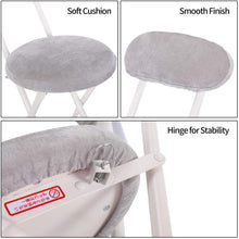 Load image into Gallery viewer, Topfun Folding Chair, 17 inch Lightweight Metal and Resilience Sponge Pad Round Stools, 300lb Capacity, Foldable Fabric Chair for Dorm, Rec Room, with Washable Cloth Cover (Grey, with Backrest)
