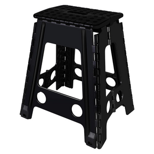 Topfun Folding Step Stool, 18 inch Non-Slip Footstool for Adults or Kids, Sturdy Safe Enough, Holds up to 300 Lb, Foldable Step Stools Storage/Open Easy, for Kitchen,Toilet,Office,RV (Black, 18inch)