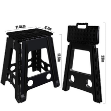 Load image into Gallery viewer, Topfun Folding Step Stool, 18 inch Non-Slip Footstool for Adults or Kids, Sturdy Safe Enough, Holds up to 300 Lb, Foldable Step Stools Storage/Open Easy, for Kitchen,Toilet,Office,RV (Black, 18inch)

