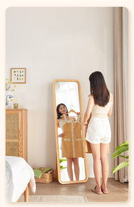 Sikobin Full Length Mirror Standing or Against Wall, Large Rectangular Bedroom Mirror Floor Mirror, Wall Mount Mirror,Solid Wood Frame, 165.08cm x 55.88cm